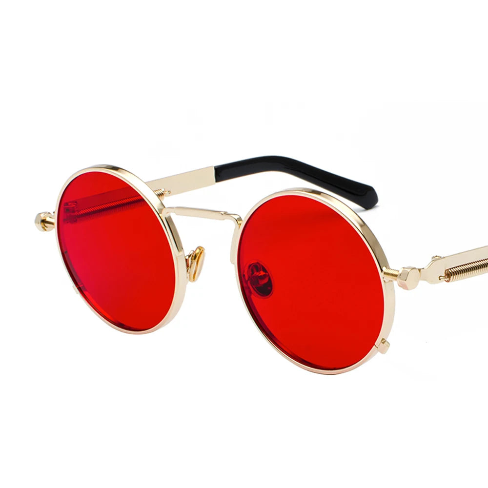 Peekaboo Steampunk Round Sunglasses - UV400 Protection Metal Frame