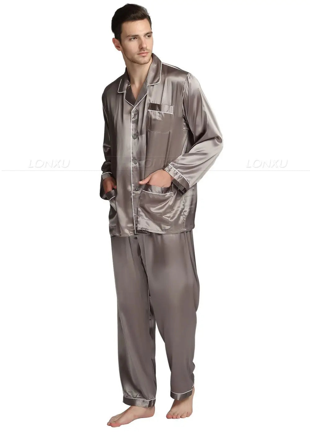 Men's Silk Satin Pajama Set - Luxury Sleepwear Loungewear