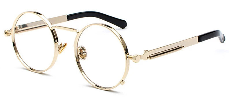 Peekaboo Steampunk Round Sunglasses - UV400 Protection Metal Frame