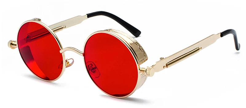 Retro Steampunk Round Sunglasses - UV400 Protection Metal Frame
