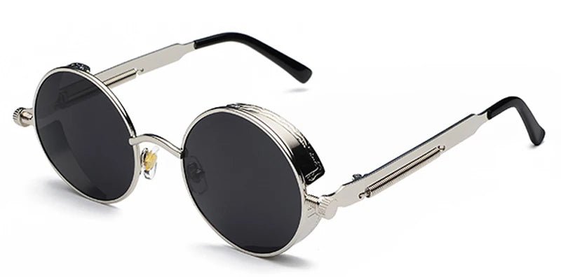 Retro Steampunk Round Sunglasses - UV400 Protection Metal Frame