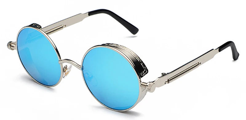 Retro Steampunk Round Sunglasses - UV400 Protection Metal Frame
