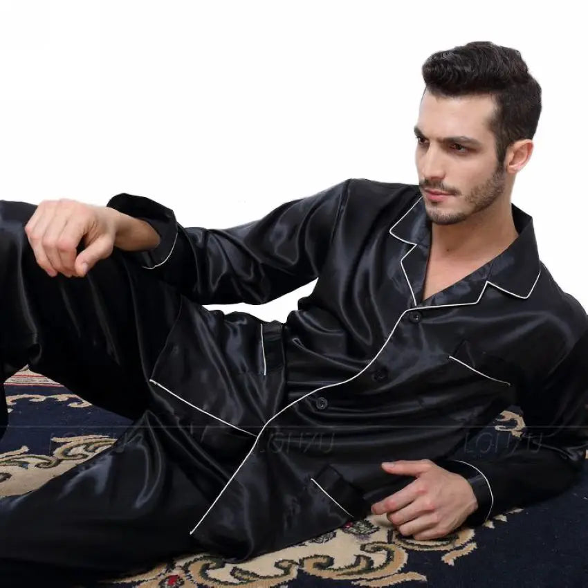 Men's Silk Satin Pajama Set - Luxury Sleepwear Loungewear