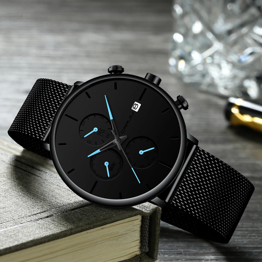 Men's Waterproof Minimalist Watch with Slim Mesh Strap