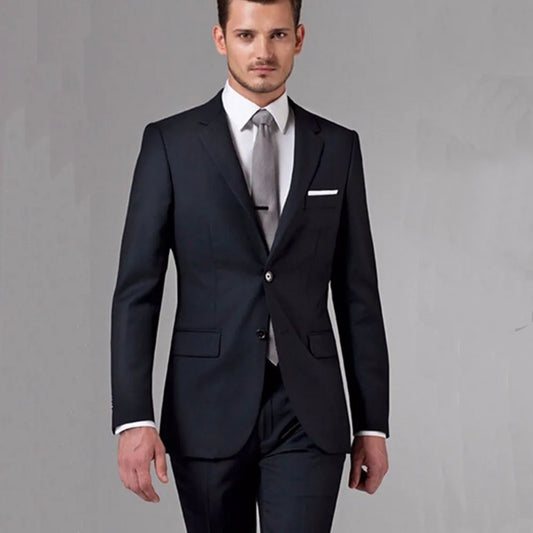 Men's Black Custom Tailor Made Business Wedding Suits Bespoke Groom Tuxedos