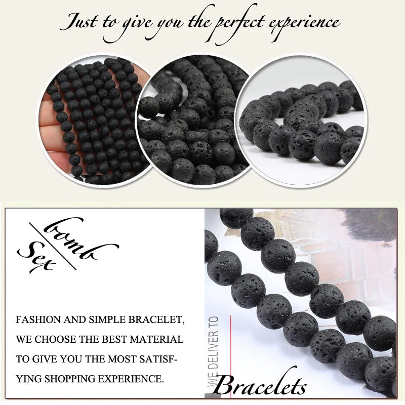 Buddha Head Lava Stone Bead Bracelet - Natural Volcanic Stone Yoga Jewelry