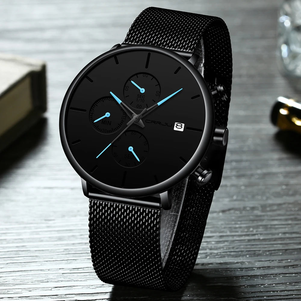 Men's Waterproof Minimalist Watch with Slim Mesh Strap