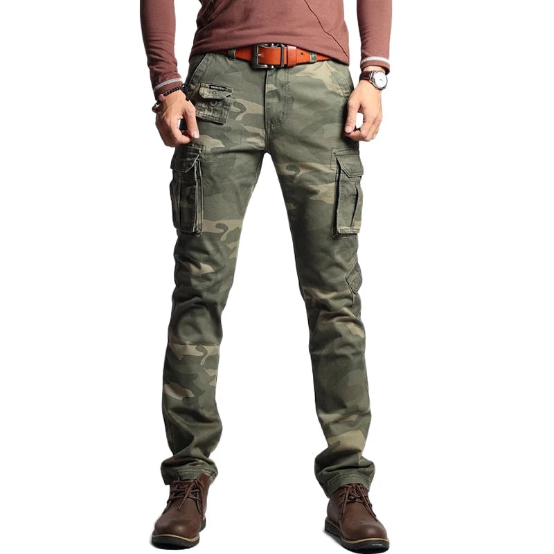 MODITIFSCN Skinny Cargo Pants For Men - Slim Fit Cotton Military Camouflage Multi Color