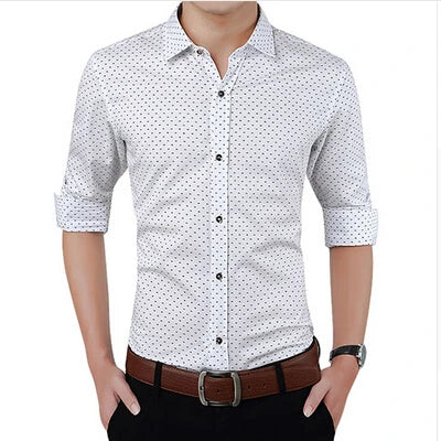 Men's Slim Fit Polka Dot Long Sleeve Shirt