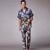 Men's Satin Pajama Set - Short Sleeve & Long Pants Loungewear