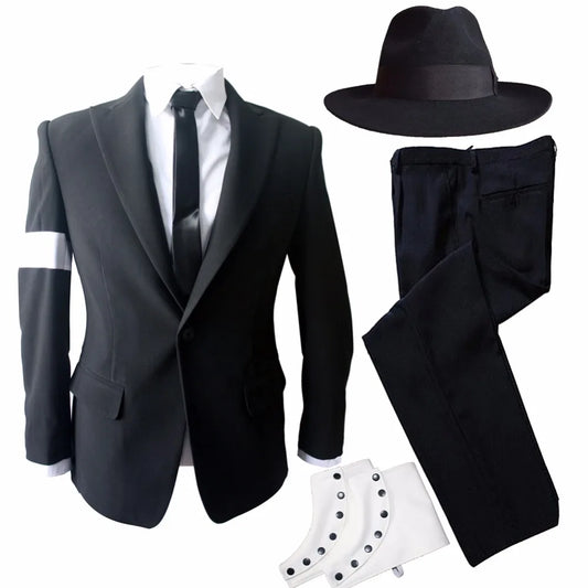 Role-player Tribute Michael Jackson Impersonator Black Dangerous Suit Outfit