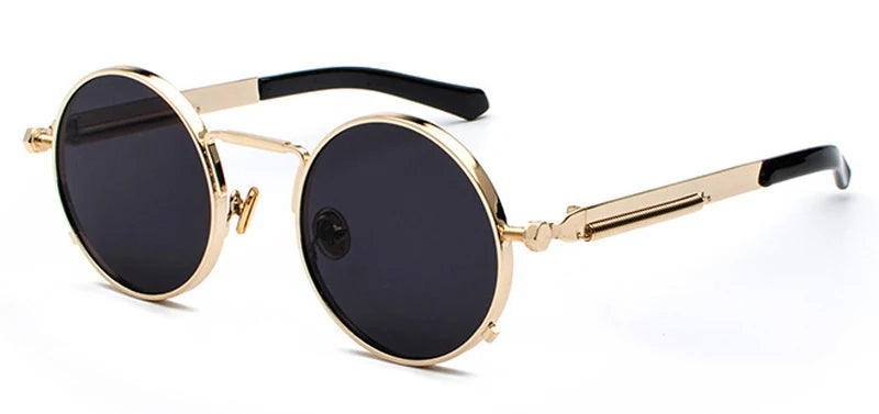 Peekaboo Steampunk Round Sunglasses - UV400 Protection Metal Frame
