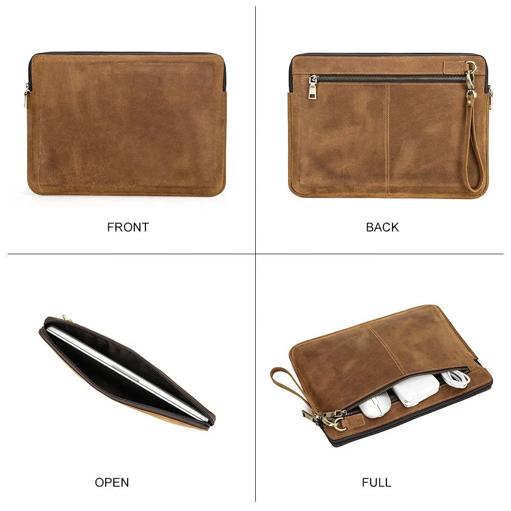 Genuine Leather Laptop Case Sleeve for Macbook Pro 14 A2442 Macbook Air 13 A2337 A2179 A2338 2020 M1 Chip Pro 13 Portable