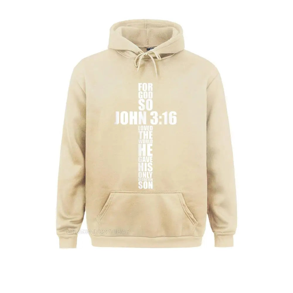 John 3:16 Christian Cross Hoodie - Religious Bible Verse Sweatshirt