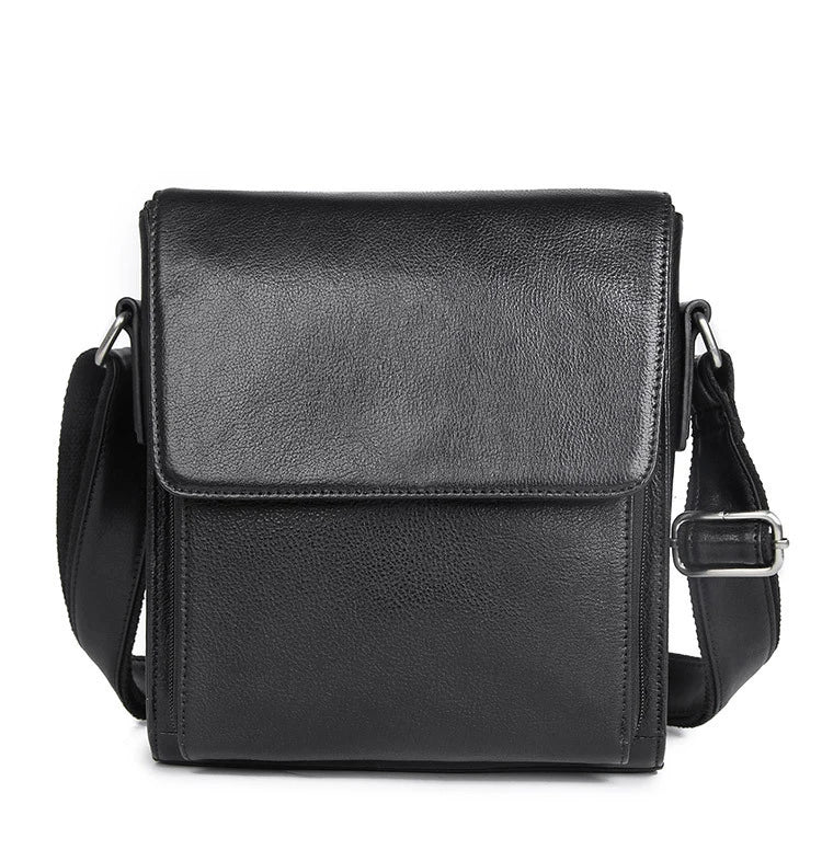 Men's Genuine Leather Crossbody Messenger Bag Business Cow Leather Sling Bag Travel Small Briefcase
