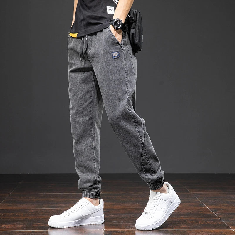 Men's Cargo Denim Joggers - Streetwear Harem Pants