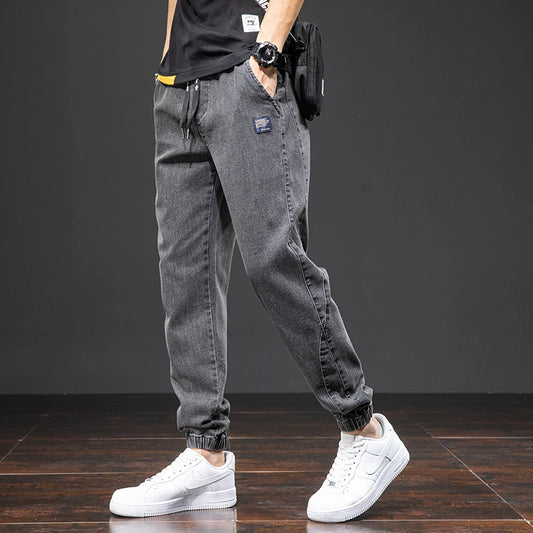 Men's Cargo Denim Joggers - Streetwear Harem Pants