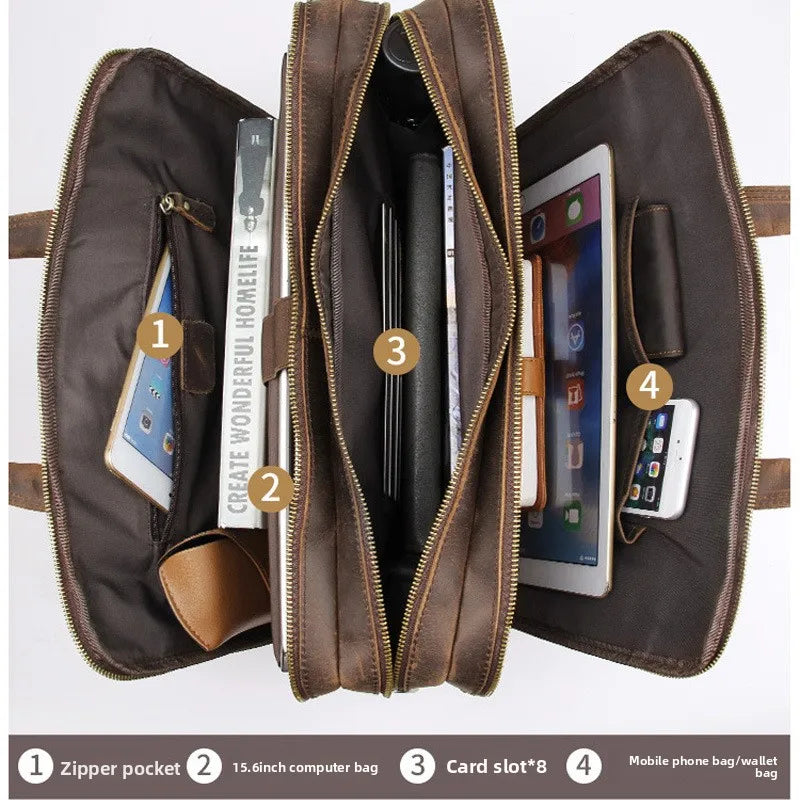 Men's Top-layer Cowhide Casual Crossbody Bag New Genuine Leather Small Shoulder Bag Compact Outdoor Bag Wholesale