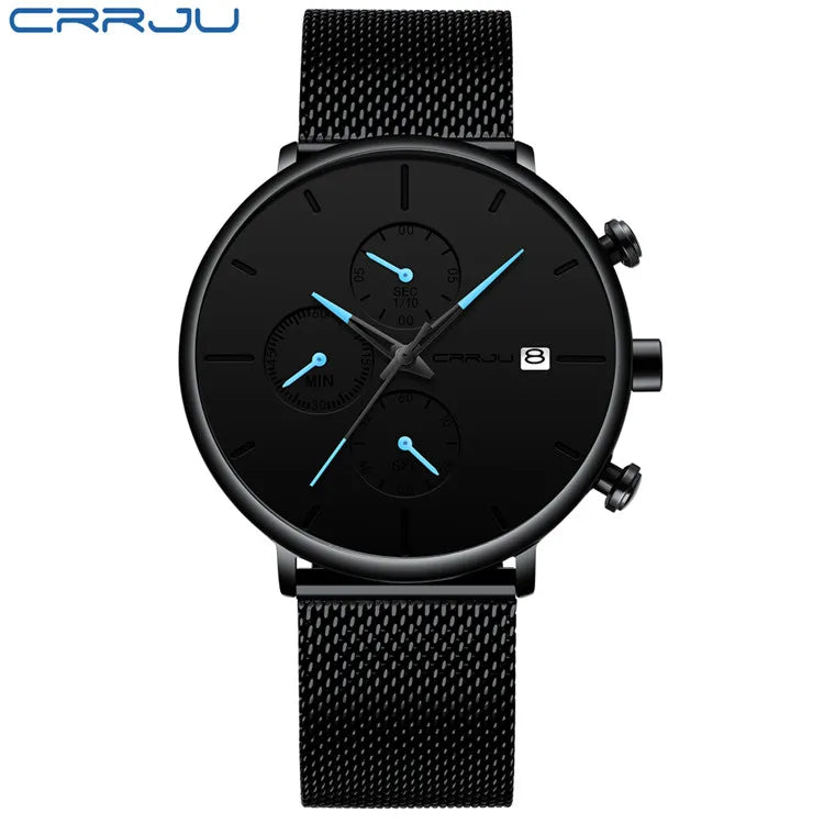 Men's Waterproof Minimalist Watch with Slim Mesh Strap