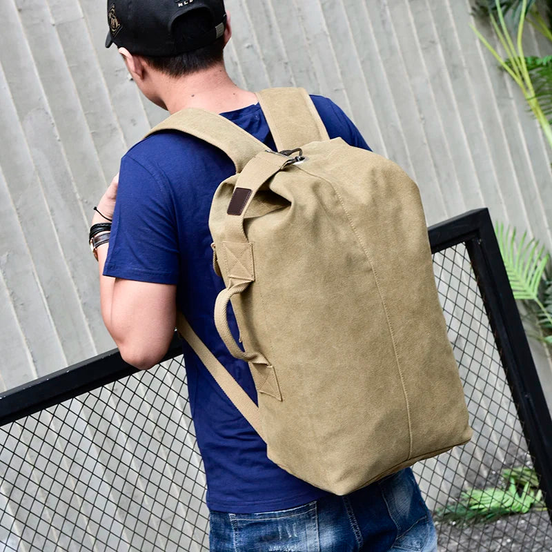 Premium Canvas Travel Backpack - Large Capacity Mountaineering Bag