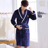 Men's Flannel Kimono Bathrobe - Warm Winter Sleepwear