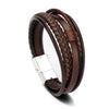 Trendy Genuine Leather Bracelets Men Stainless Steel Multilayer Braided Rope Bracelets for Male Female Bracelets Jewelry for Man