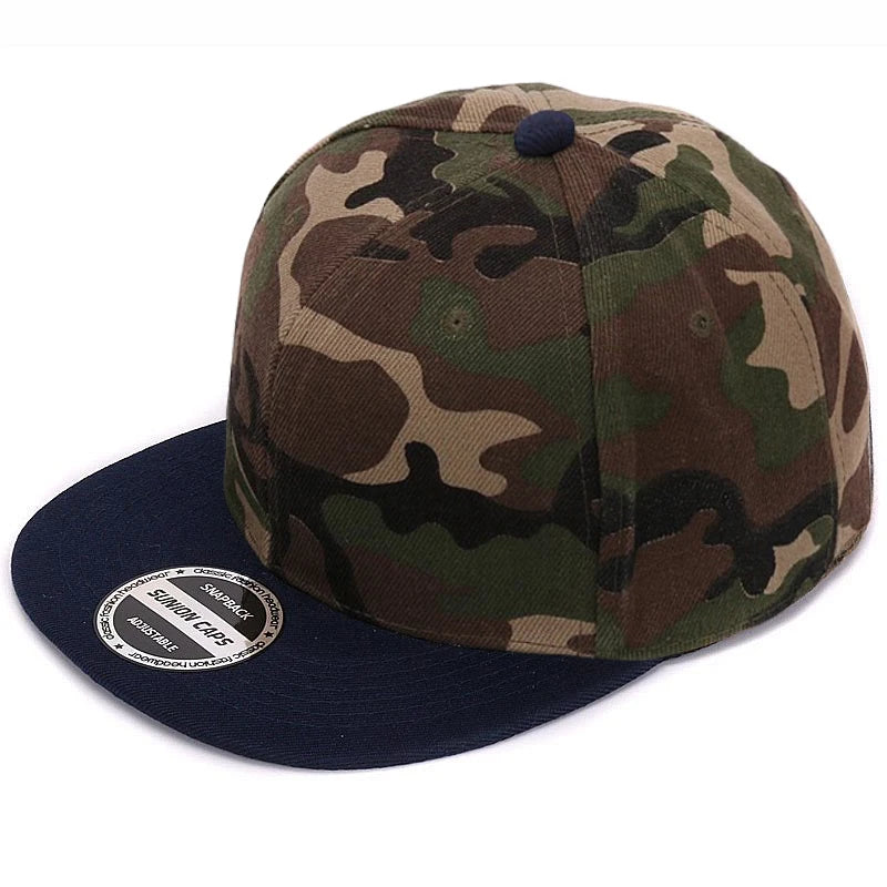 Hatlander Camouflage Snapback Cap - Unisex Flat Brim Polyester Baseball Hat With No Embroidery