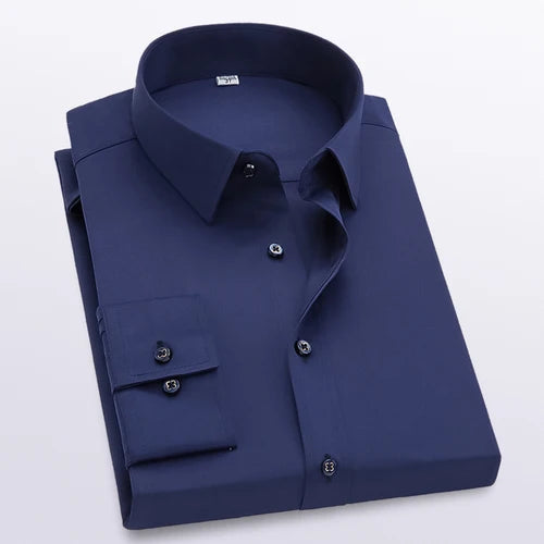 2026 New Men's Formal Dress Shirt,White Black Blue Long Sleeve Shirts, Business Slim Fit Camisa Male Chemise Red Purple