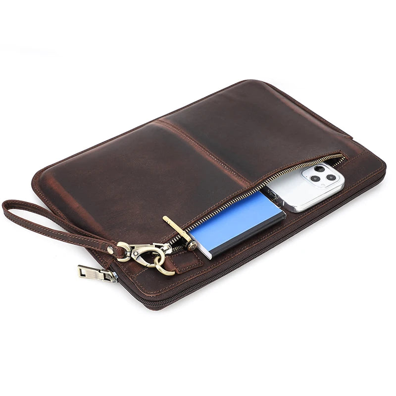 Genuine Leather Notebook Laptop Carry Sleeve Bag CONTACTS FAMILY 15 16 Inch MacBook Pro Air Cover Family Genuine Leather