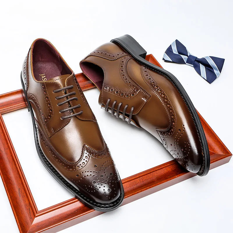 2026 New Products Italian Party Shoes No Tie Lace Cow Genuine Leather Shoes Oxford Stylish Dress Shoes for Men
