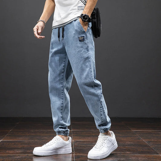 Men's Cargo Denim Joggers - Streetwear Harem Pants