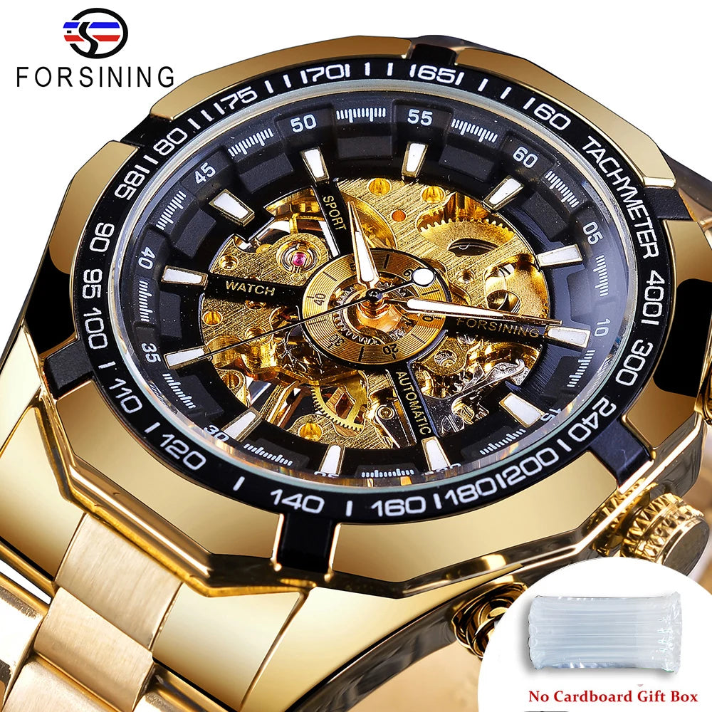 Luxury Skeleton Mechanical Watch - Stainless Steel Automatic Timepiece