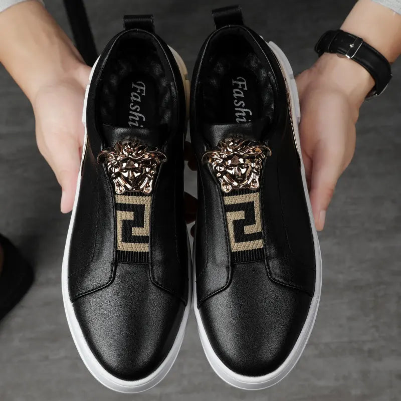 Men's Skateboarding Loafers Penny Loafer Flats Leather Low-top Slip on Shoes Spring Summer Sneakers Pull on Casual Leisure