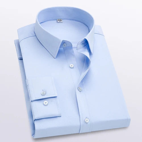 2026 New Men's Formal Dress Shirt,White Black Blue Long Sleeve Shirts, Business Slim Fit Camisa Male Chemise Red Purple