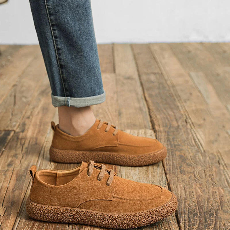 38-44 Men's New Genuine Leather Low-Top Lace-up Outdoor Hardwearing Retro Casual Sneakers