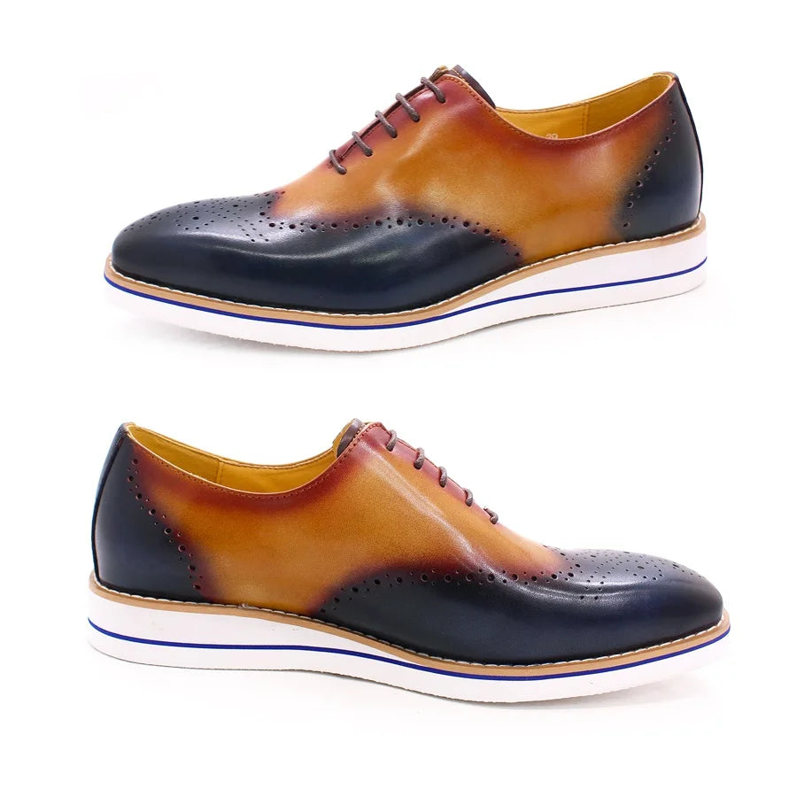Super High Quality Mix Color Men Oxford Casual Shoes Genuine Leather Light Weight EVA Flat Sole Formal Dress Shoes for Business