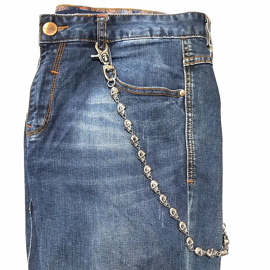 NONE Unisex 316L Stainless Steel Skull Skeleton Jeans Chain Belt - Durable Metal Construction
