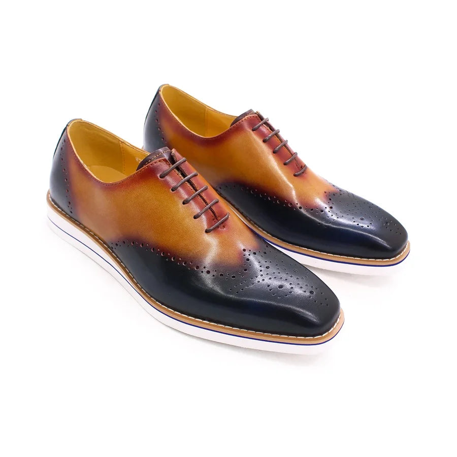 Super High Quality Mix Color Men Oxford Casual Shoes Genuine Leather Light Weight EVA Flat Sole Formal Dress Shoes for Business