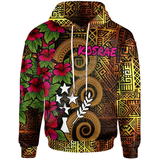 Tribal Kosrae Polynesian Tropical Flower Hibiscus Hoodie - Unisex Streetwear