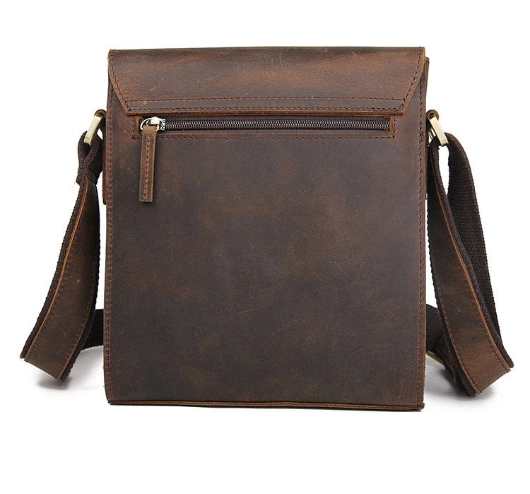 Men's Genuine Leather Crossbody Messenger Bag Business Cow Leather Sling Bag Travel Small Briefcase