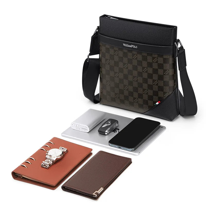 2022 Vintage Men's Genuine Leather Hard Laptop Briefcase Business Tablet Bag 9.7 Inches Black Williampolo