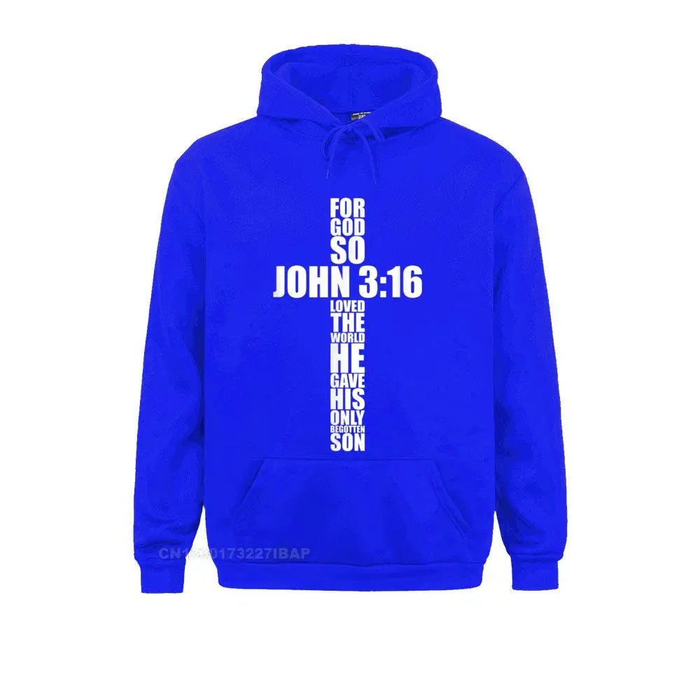 John 3:16 Christian Cross Hoodie - Religious Bible Verse Sweatshirt