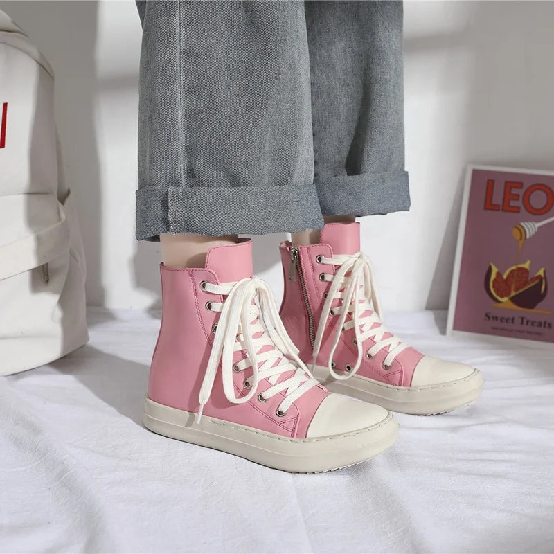 2022 Hot Sale Dropshipping Couples Thick Sole Mens Canvas Shoes Ladies Vulcanized Footwear Women's High Top Sneakers