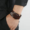 ZORCVENS Vintage Irregular Genuine Leather Bracelet - Unisex Wide Brown Cuff Wrap Punk Wristband