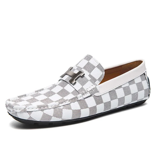 Mens Leather Loafers Non Slip Walking Flats Breathable Outdoor Slip on Casual Shoes for Male Work Office Driving Sneakers