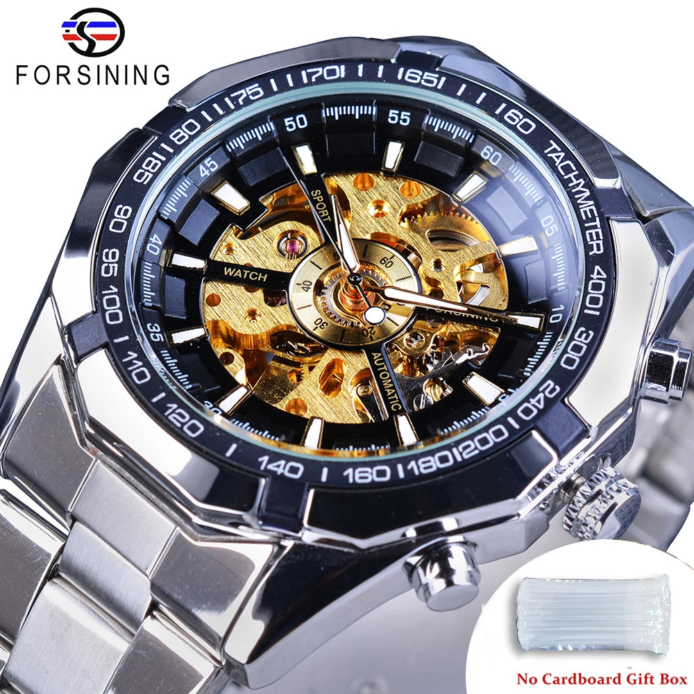 Luxury Skeleton Mechanical Watch - Stainless Steel Automatic Timepiece