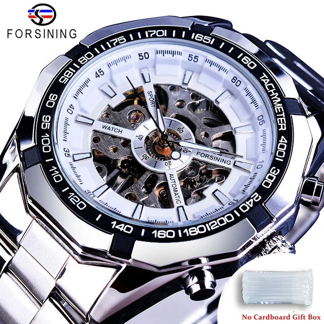 Luxury Skeleton Mechanical Watch - Stainless Steel Automatic Timepiece