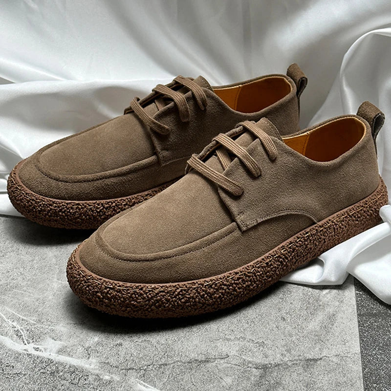 38-44 Men's New Genuine Leather Low-Top Lace-up Outdoor Hardwearing Retro Casual Sneakers