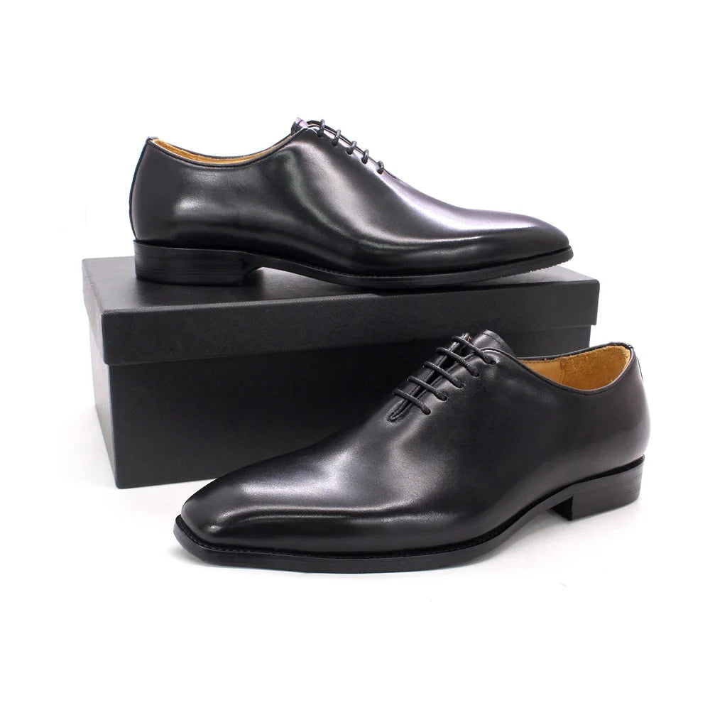 2025 Factory Customization Genuine Leather Shoes  Office Business Men Formal Shoes Lace-Up Fashion Mens Leather Wedding Shoe