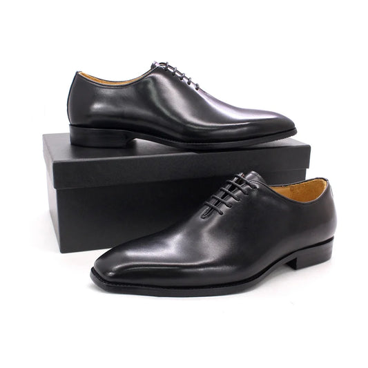 2025 Factory Customization Genuine Leather Shoes  Office Business Men Formal Shoes Lace-Up Fashion Mens Leather Wedding Shoe